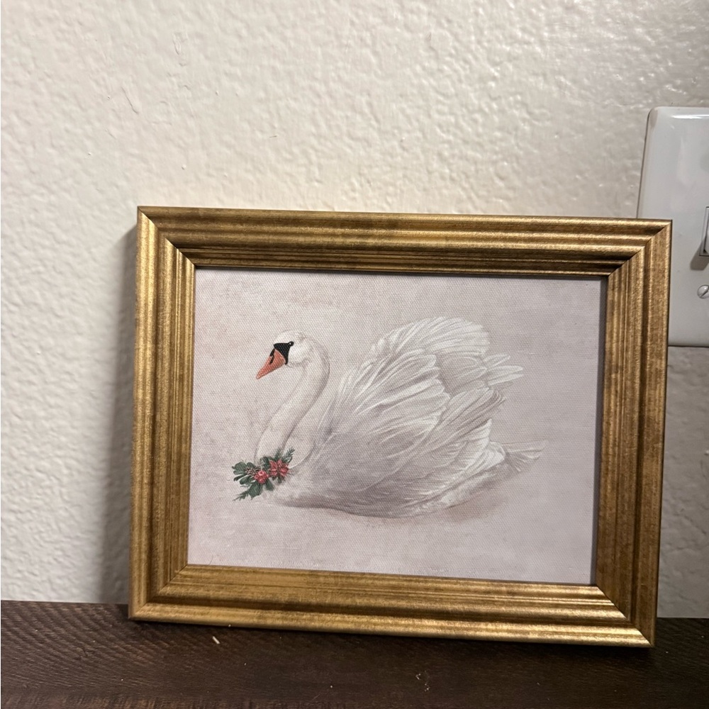 Elegant Gold Framed Swan Art